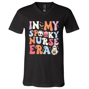 In My Spooky Nurse Era Halloween Groovy Witchy Spooky Nurse V-Neck T-Shirt