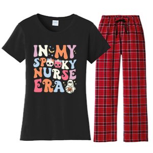 In My Spooky Nurse Era Halloween Groovy Witchy Spooky Nurse Women's Flannel Pajama Set