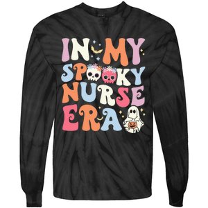 In My Spooky Nurse Era Halloween Groovy Witchy Spooky Nurse Tie-Dye Long Sleeve Shirt