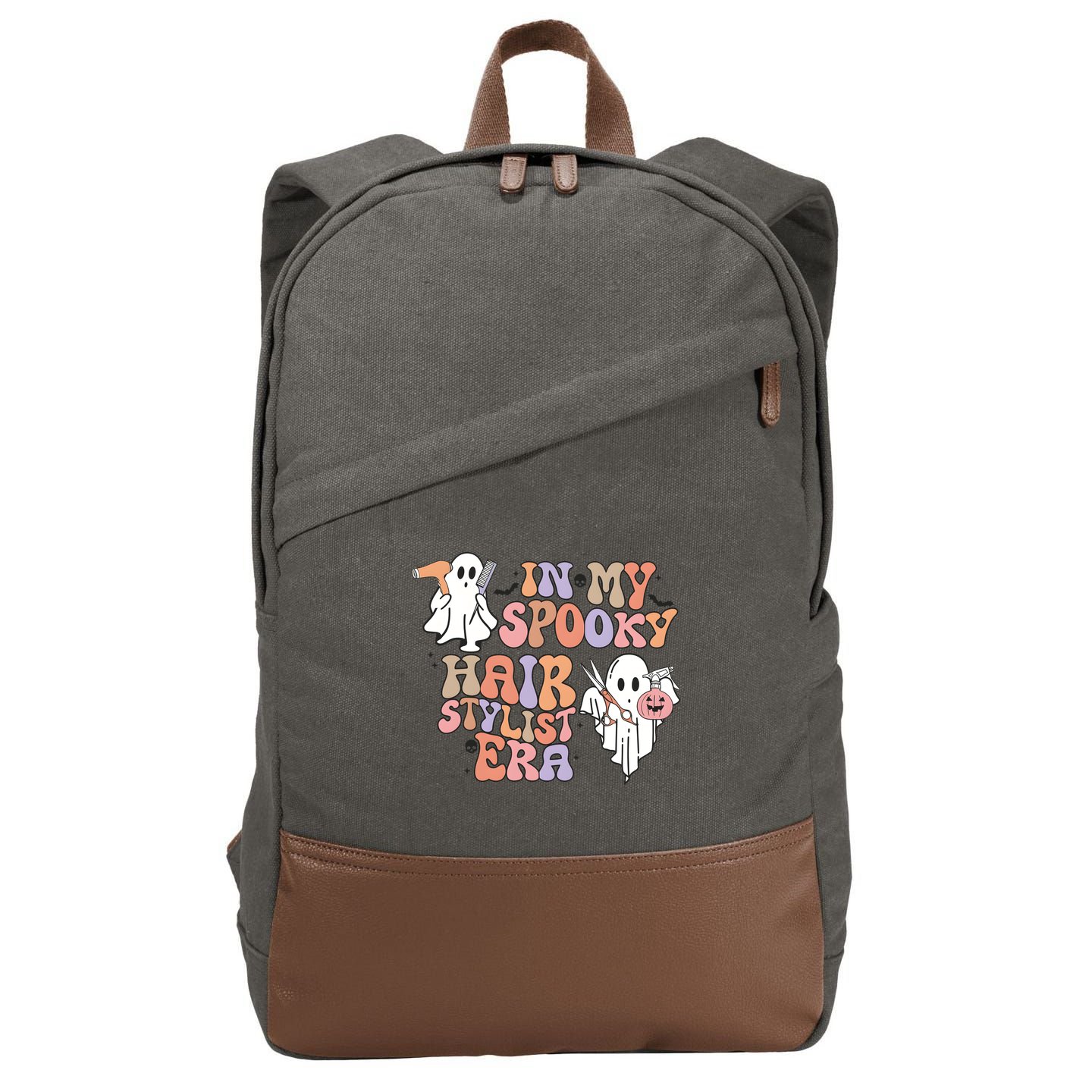 In My Spooky Hair Stylist Era Hairdresser Halloween Cotton Canvas Backpack
