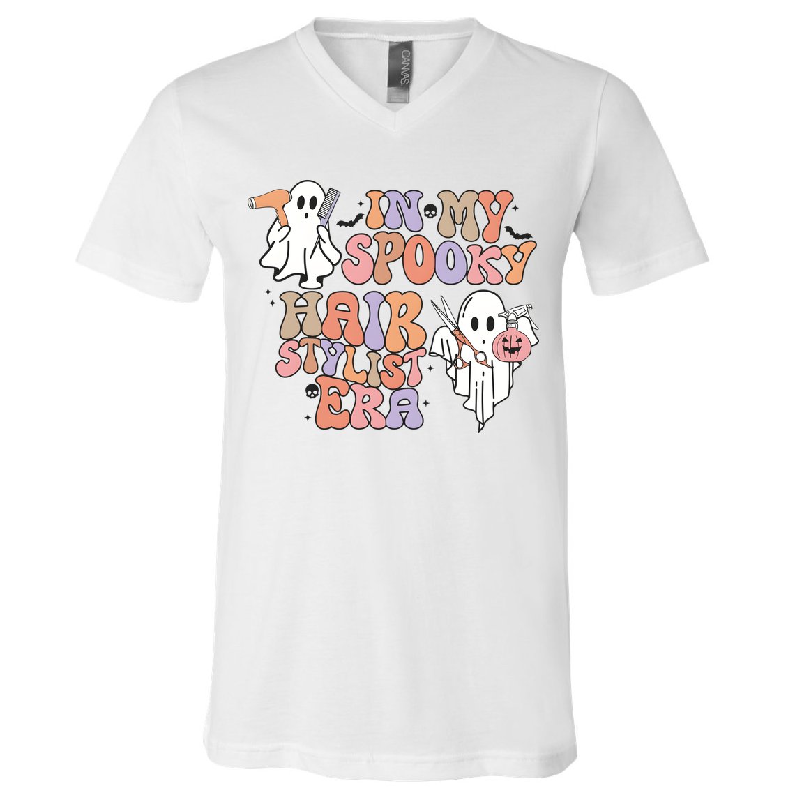 In My Spooky Hair Stylist Era Hairdresser Halloween V-Neck T-Shirt