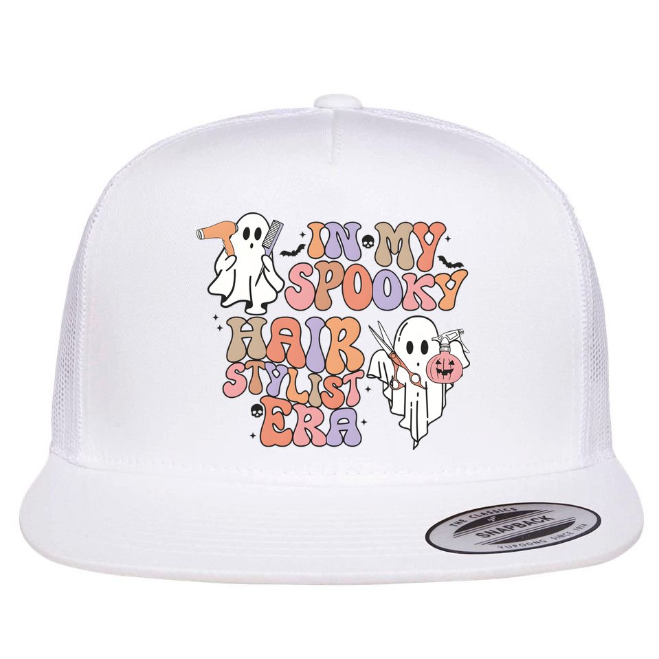 In My Spooky Hair Stylist Era Hairdresser Halloween Flat Bill Trucker Hat