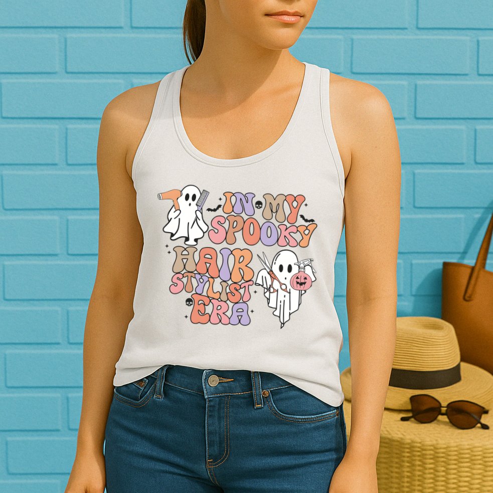 In My Spooky Hair Stylist Era Hairdresser Halloween Womens Tank Top