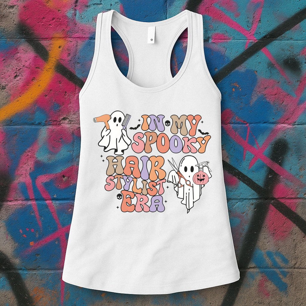 In My Spooky Hair Stylist Era Hairdresser Halloween Womens Tank Top