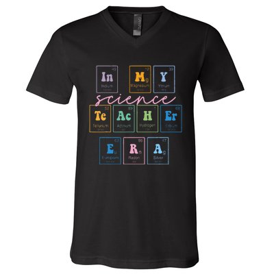 In My Science Teacher Era Funny Science Teacher V-Neck T-Shirt