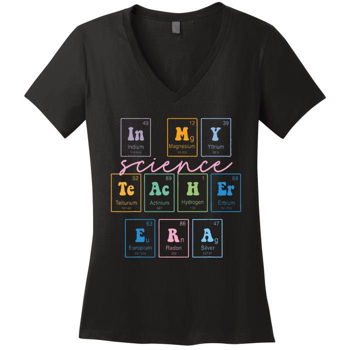 In My Science Teacher Era Funny Science Teacher Women's V-Neck T-Shirt