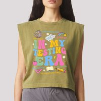 In My State Testing Era Teachers Funny Test Day Garment-Dyed Women's Muscle Tee
