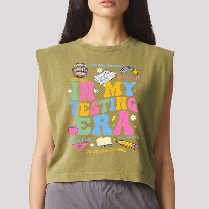 In My State Testing Era Teachers Funny Test Day Garment-Dyed Women's Muscle Tee