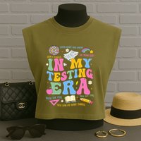 In My State Testing Era Teachers Funny Test Day Garment-Dyed Women's Muscle Tee