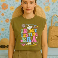 In My State Testing Era Teachers Funny Test Day Garment-Dyed Women's Muscle Tee