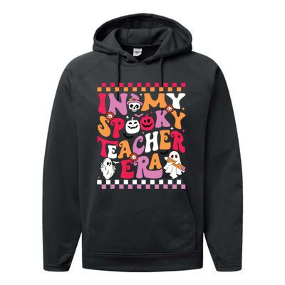 In My Spooky Teacher Era Groovy Ghost Teacher Halloween Performance Fleece Hoodie