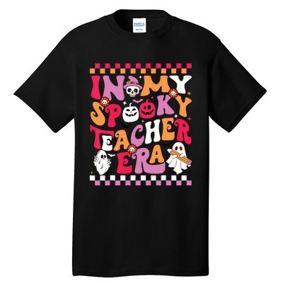 In My Spooky Teacher Era Groovy Ghost Teacher Halloween Tall T-Shirt