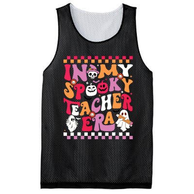 In My Spooky Teacher Era Groovy Ghost Teacher Halloween Mesh Reversible Basketball Jersey Tank