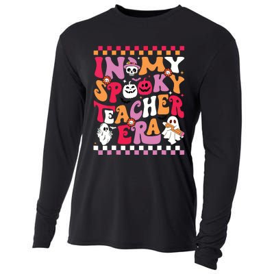 In My Spooky Teacher Era Groovy Ghost Teacher Halloween Cooling Performance Long Sleeve Crew