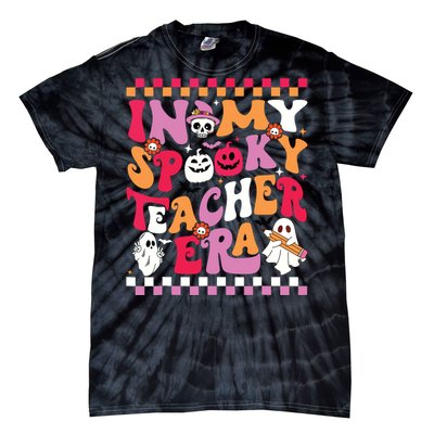 In My Spooky Teacher Era Groovy Ghost Teacher Halloween Tie-Dye T-Shirt