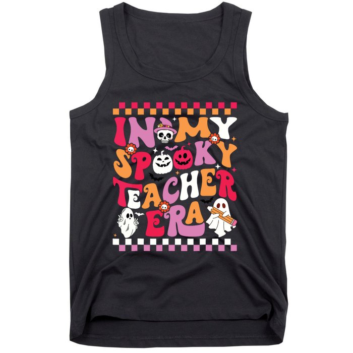 In My Spooky Teacher Era Groovy Ghost Teacher Halloween Tank Top