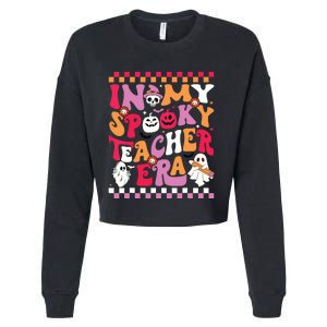 In My Spooky Teacher Era Groovy Ghost Teacher Halloween Cropped Pullover Crew