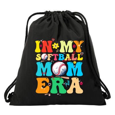 In My Softball Mom Era Groovy MotherS Life Game Vibes Day Gift Drawstring Bag