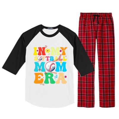 In My Softball Mom Era Groovy MotherS Life Game Vibes Day Gift Raglan Sleeve Pajama Set