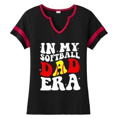 In My Softball Dad Era Softball Dad Ladies Halftime Notch Neck Tee