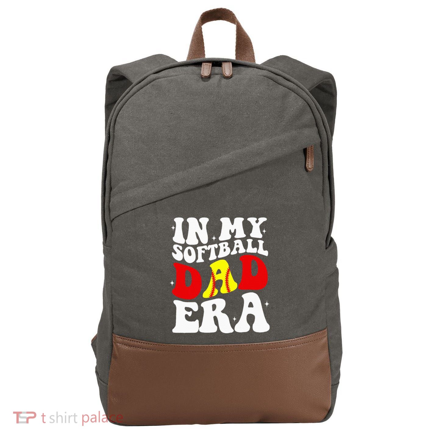 In My Softball Dad Era Softball Dad Cotton Canvas Backpack