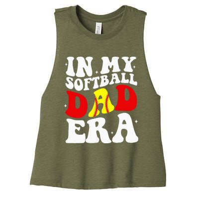 In My Softball Dad Era Softball Dad Women's Racerback Cropped Tank