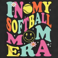 In My Softball Mom Era Retro Groovy Mom Life Game Day Gift 7 Panel Mesh Trucker Snapback Hat