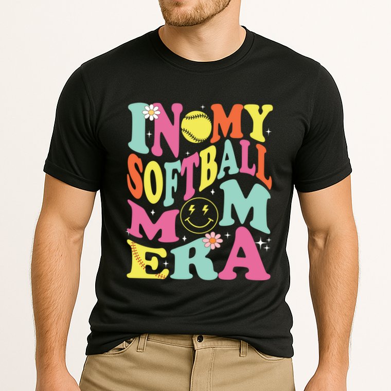 In My Softball Mom Era Retro Groovy Mom Life Game Day Gift Cooling Performance Crew T-Shirt