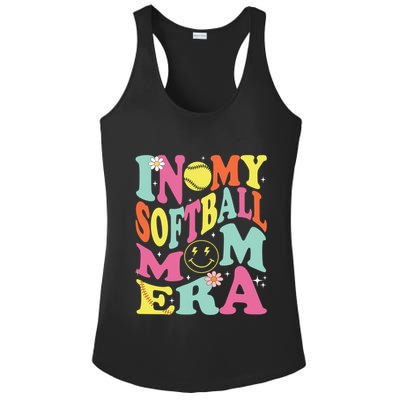 In My Softball Mom Era Retro Groovy Mom Life Game Day Gift Ladies PosiCharge Competitor Racerback Tank