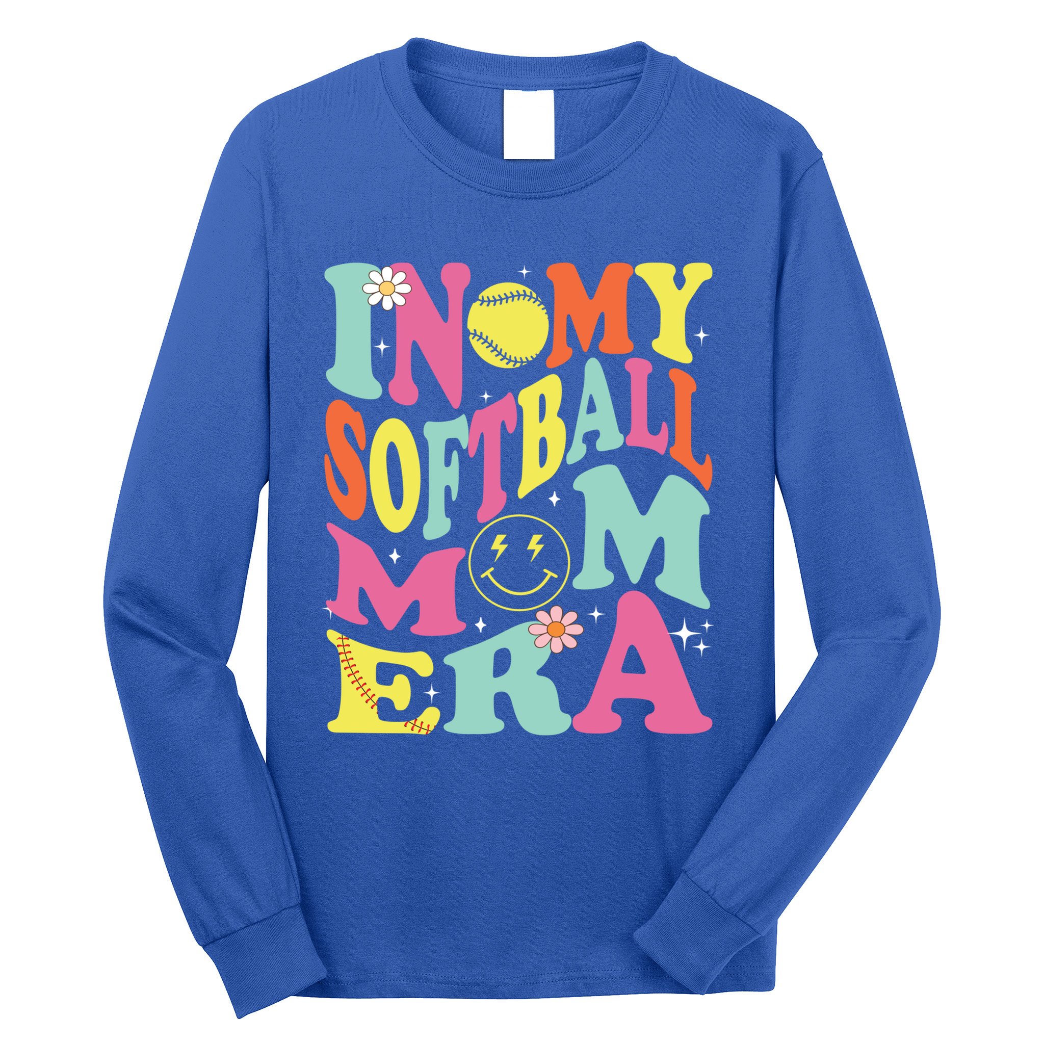 In My Softball Mom Era Retro Groovy Mom Life Game Day Gift Long Sleeve Shirt