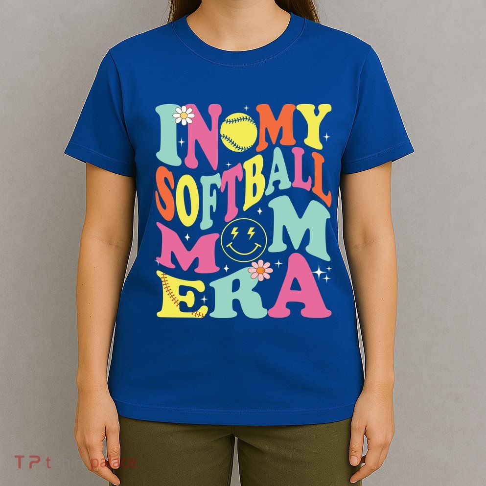 In My Softball Mom Era Retro Groovy Mom Life Game Day Gift T-Shirt