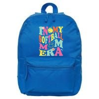 In My Softball Mom Era Retro Groovy Mom Life Game Day Gift 16 in Basic Backpack