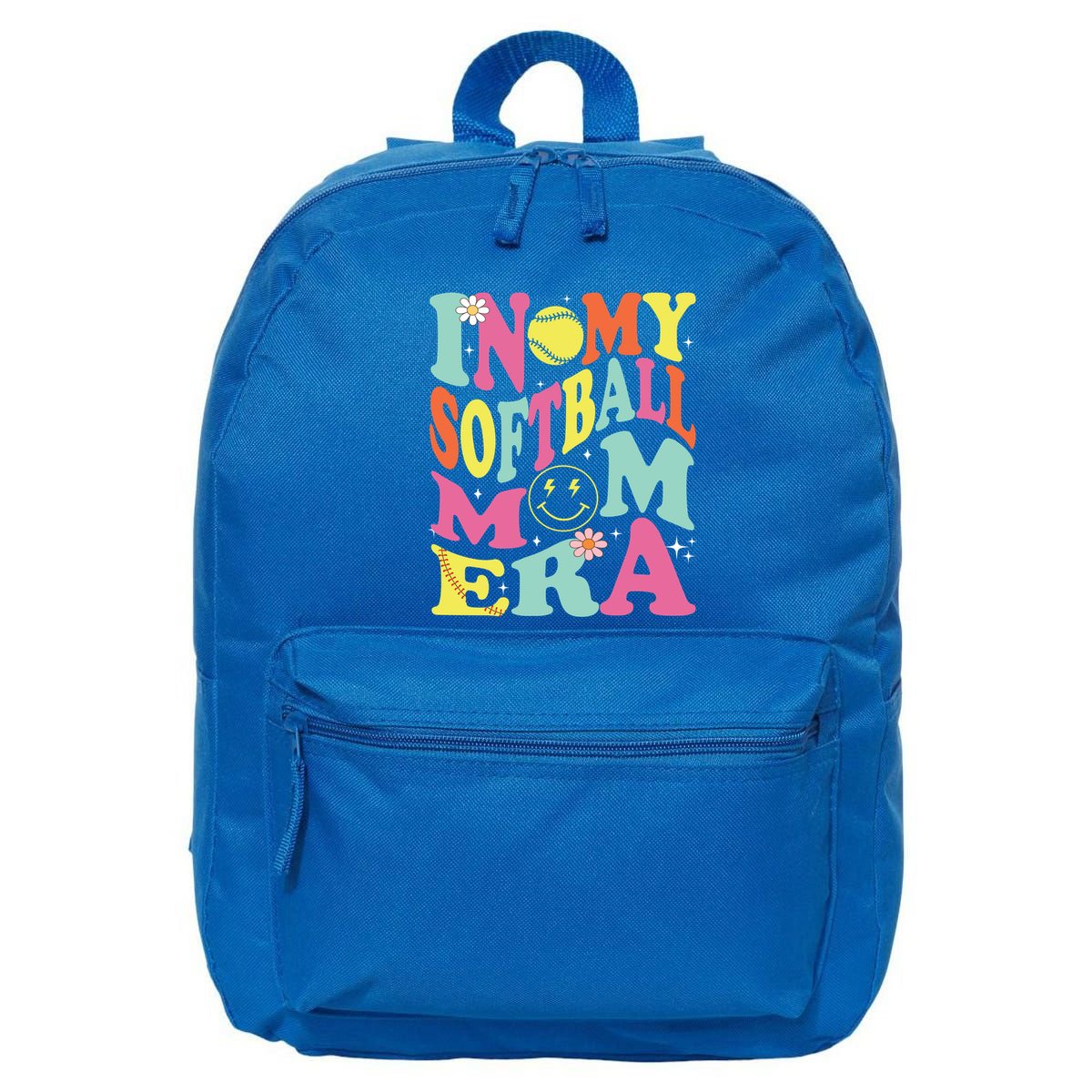 In My Softball Mom Era Retro Groovy Mom Life Game Day Gift 16 in Basic Backpack