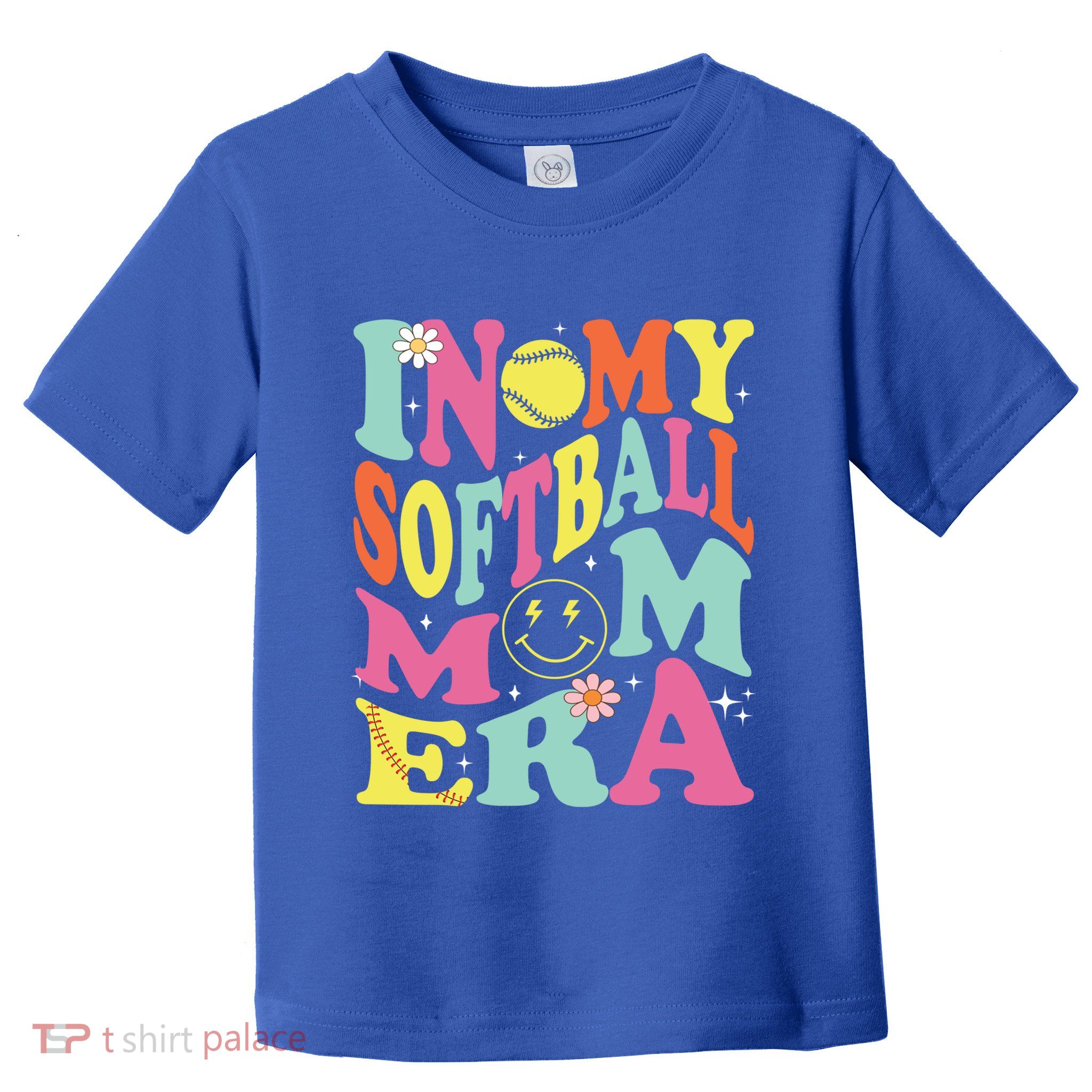 In My Softball Mom Era Retro Groovy Mom Life Game Day Gift Toddler T-Shirt