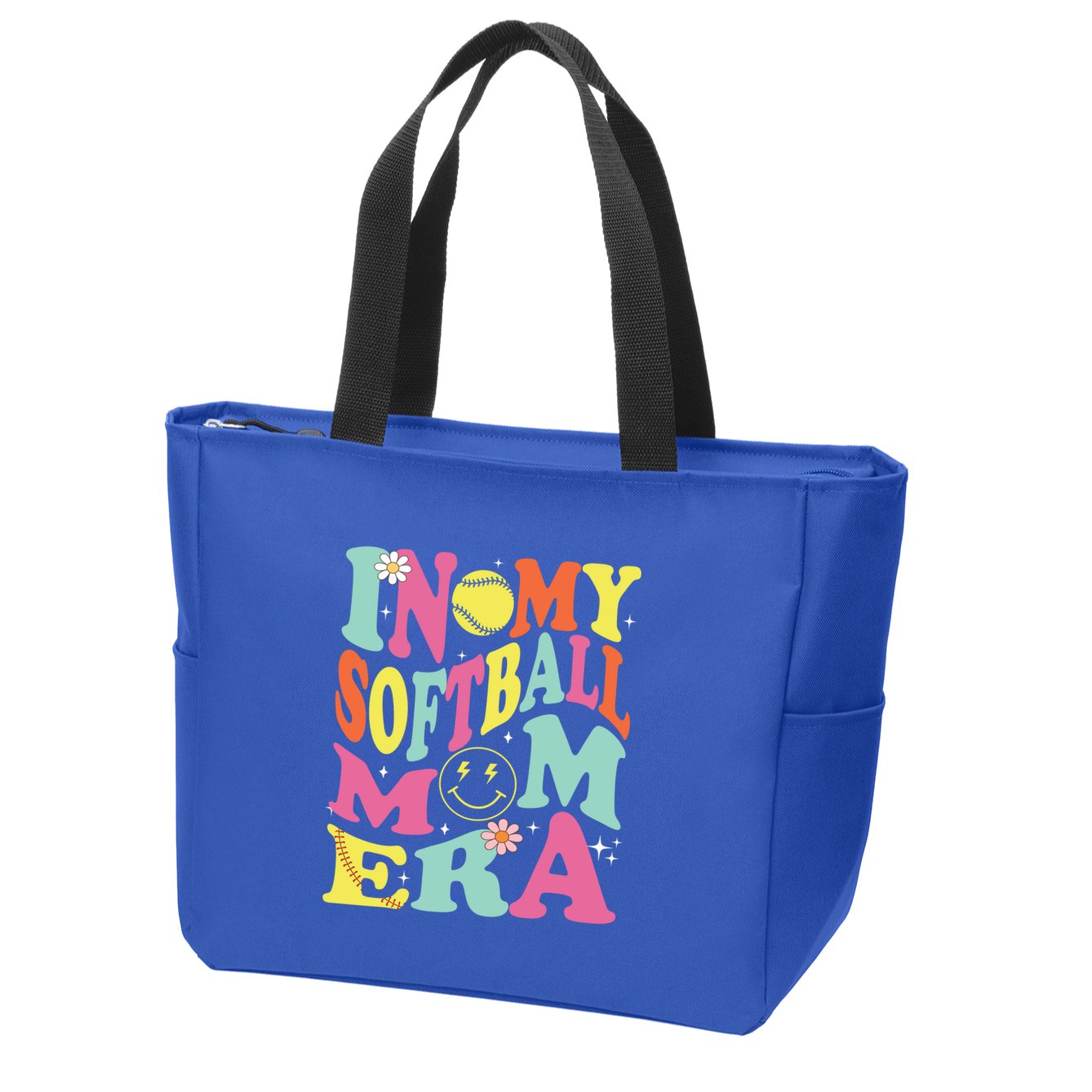 In My Softball Mom Era Retro Groovy Mom Life Game Day Gift Zip Tote Bag