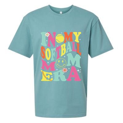 In My Softball Mom Era Retro Groovy Mom Life Game Day Gift Sueded Cloud Jersey T-Shirt