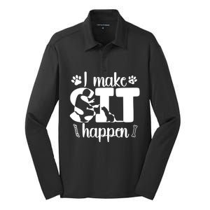 I Make Sit Happen Dog Trainer Dog Training Gift Silk Touch Performance Long Sleeve Polo