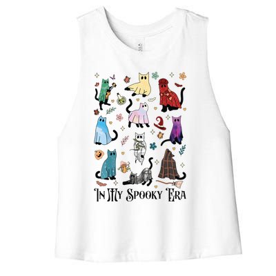 In My Spooky Era Cute Cat Halloween Funny Cats Costume Women's Racerback Cropped Tank