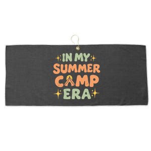 In My Summer Camp Era Women Groovy Retro Camping Camper Large Microfiber Waffle Golf Towel