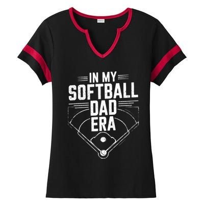 In My Softball Dad Era Softball Team Dad Softball Dads Gift Ladies Halftime Notch Neck Tee