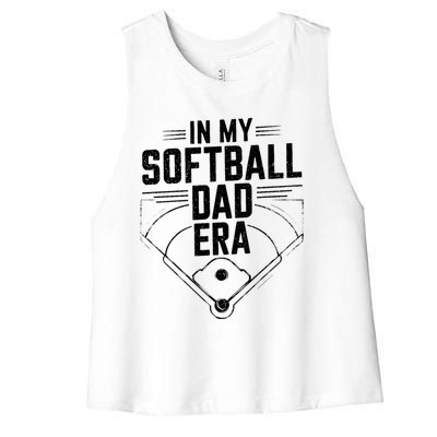 In My Softball Dad Era Softball Team Dad Softball Dads Gift Women's Racerback Cropped Tank