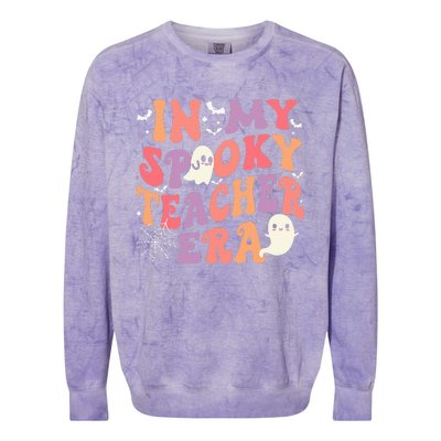 In My Spooky Teacher Era Ghost Halloween Retro Teachers Day Colorblast Crewneck Sweatshirt