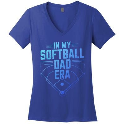 In My Softball Dad Era Softball Team Dad Softball Dads Gift Women's V-Neck T-Shirt