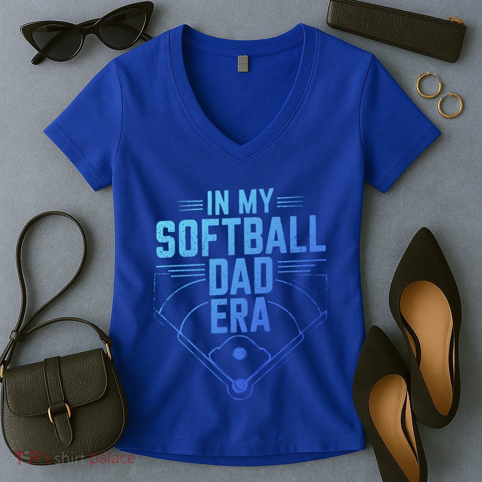 In My Softball Dad Era Softball Team Dad Softball Dads Gift Women's V-Neck T-Shirt