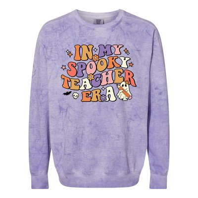 In My Spooky Teacher Era Retro Teacher Halloween Costume Gift Colorblast Crewneck Sweatshirt