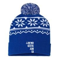 Is My Sled Okay? Funny Snowmobile Sleigh Riding Joke Gift Meaningful Gift USA-Made Snowflake Beanie