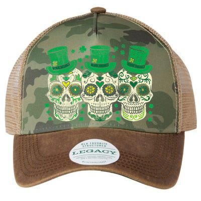 Irish Mexican Sugar Skull Leprechauns Cool St Patricks Day Legacy Tie Dye Trucker Hat