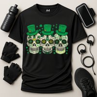 Irish Mexican Sugar Skull Leprechauns Cool St Patricks Day Cooling Performance Crew T-Shirt