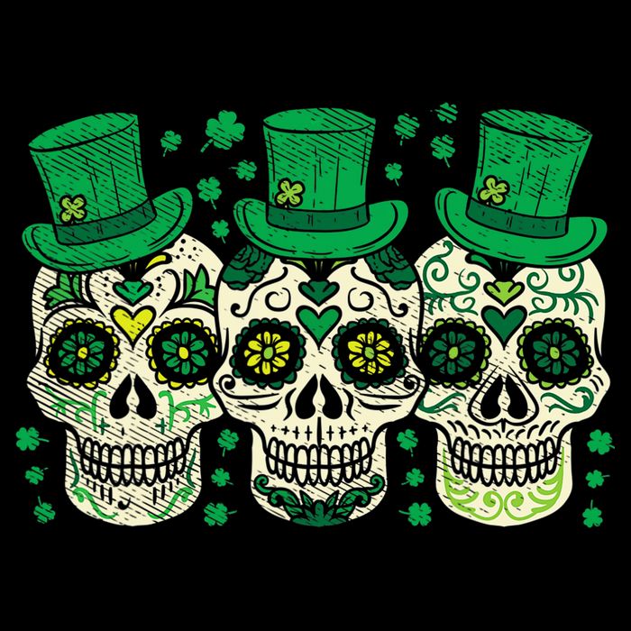 Irish Mexican Sugar Skull Leprechauns Cool St Patricks Day Cooling Performance Crew T-Shirt