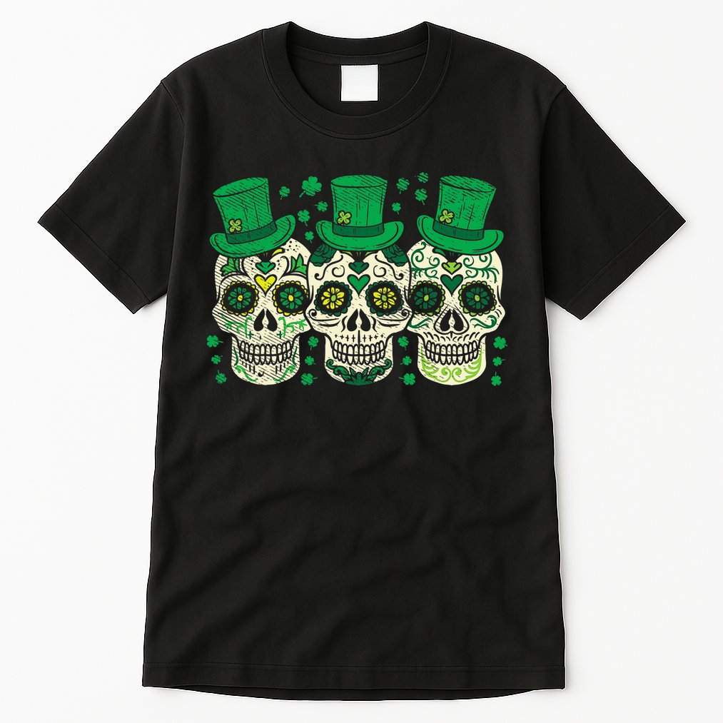 Irish Mexican Sugar Skull Leprechauns Cool St Patricks Day Tall T-Shirt